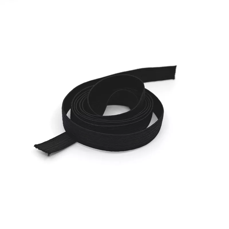 " (12mm) Flat Braided Elastic - Black - 1 meter